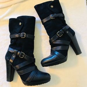 Stuart Weitzman Black Leather Heel Boots 7.5